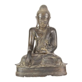 A Burmese bronze figure of Buddha