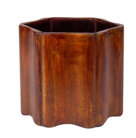 A Chinese lacquered hexagonal brush pot