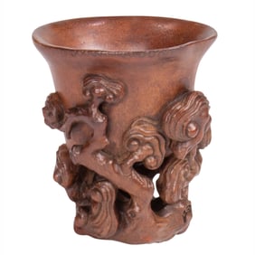 A Chinese bamboo libation cup