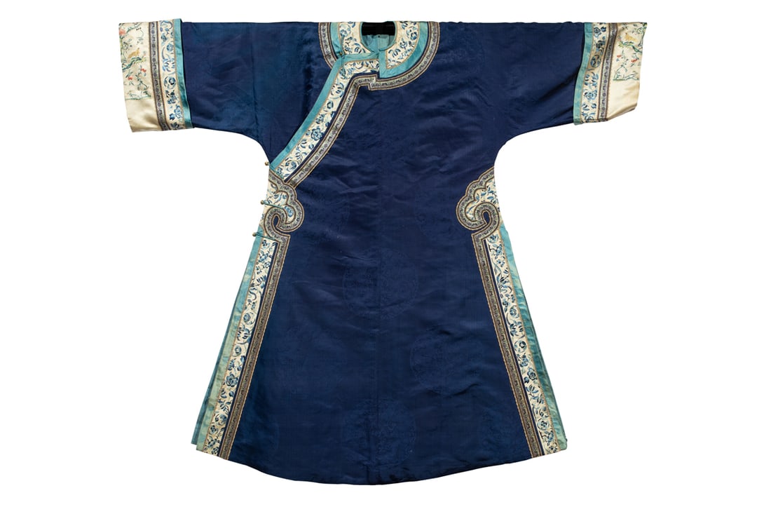 A Chinese blue ground satin informal lady's robe (1 of 5)