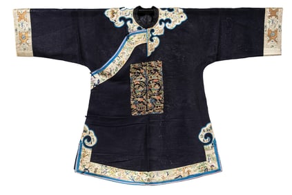 A Chinese blue ground gauze informal lady's robe