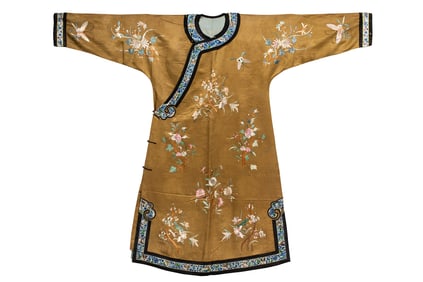 A Chinese gold ground stain informal lady's robe