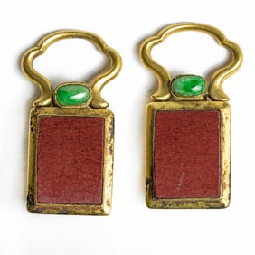 A pair of Chinese gilt bronze belt ornaments