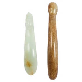(lot of 2) Chinese jade belt hooks