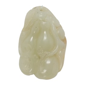A Chinese celadon jade 'gourd' pendant