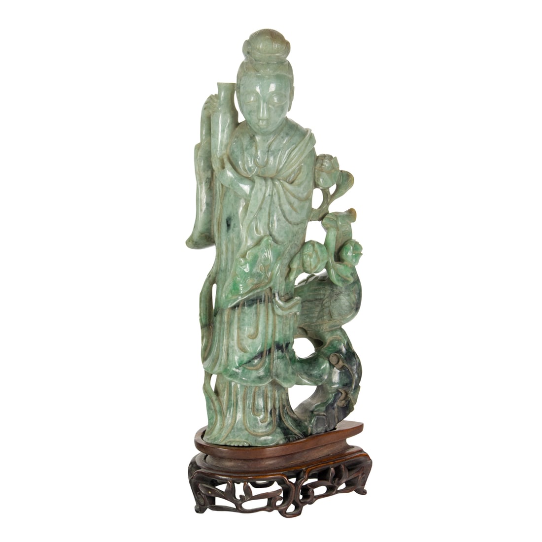 A chinese green jadeite figure of an immortal (1 of 9)