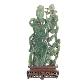 A Chinese green jadeite figure of Magu