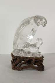 A Chinese rock crystal carving of a hawk