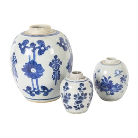 (lot of 3) Chinese blue and white jars