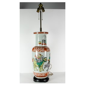 A Chinese wucai vase as lamp