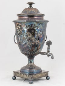 A Sheffield hot water urn