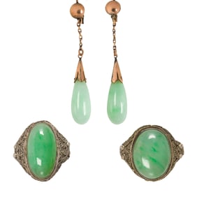 A group of jade jewelry