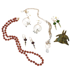 Group of of 14k gold and brass jewelry