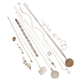 A group of miscellaneous silver and cultured pearl jewelry