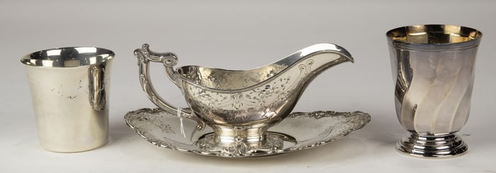 A Gorham sterling sauce boat with undertray