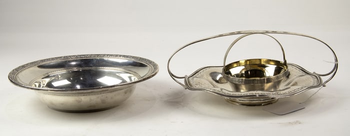 A lot of three sterling bowls or baskets
