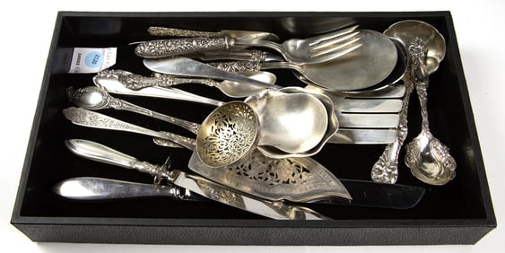 A lot of sterling silver serving pieces
