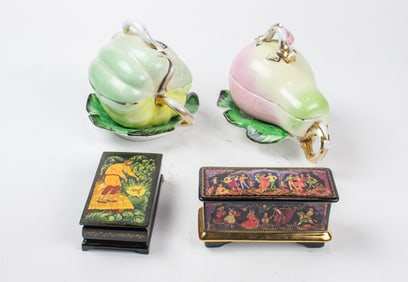 Two Russian Kuznetsov porcelain covered fruit dishes