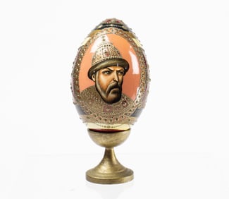 A Russian lacquered egg depicting Ivan the Terrible