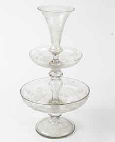 An Aesthetic Movement glass three-tier epergne