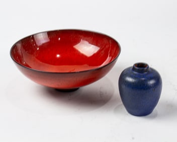A James Lovera (American, 1920-2015) pottery bowl with red glaze