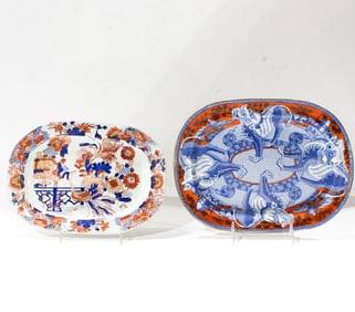 Two English ironstone chinoiserie small platters