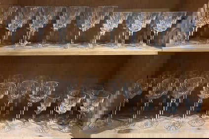 A suite of Waterford cut glass stemware in the 'Lismore' pattern