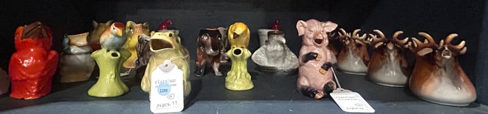 A group of eighteen Royal Bayreuth and other Continental ceramic mainly animal form pitchers and