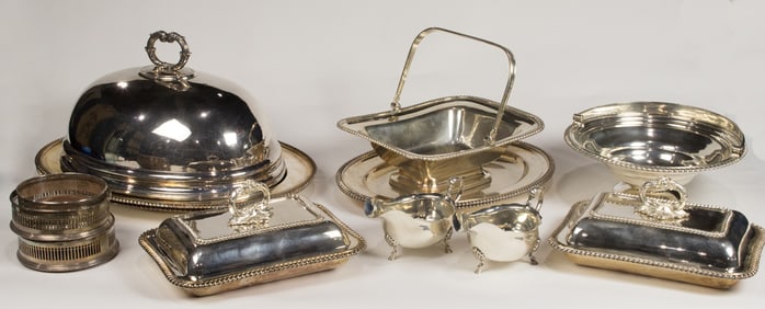 A large Sheffield plate hollow ware
