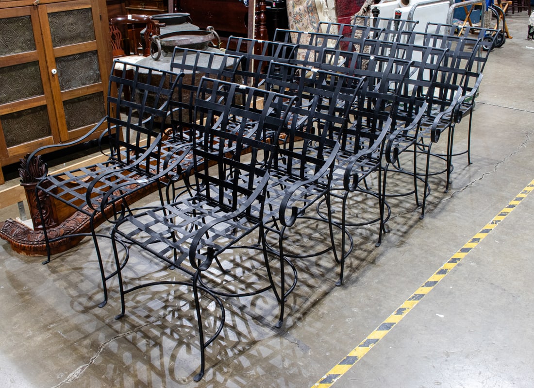 A set of twelve Mario Papperzini 'Amalfi' woven iron arm chairs (1 of 1)
