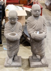 Two Asian temple statuary sculptures