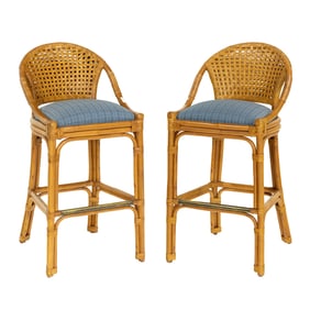 A pair of McGuire style barstools