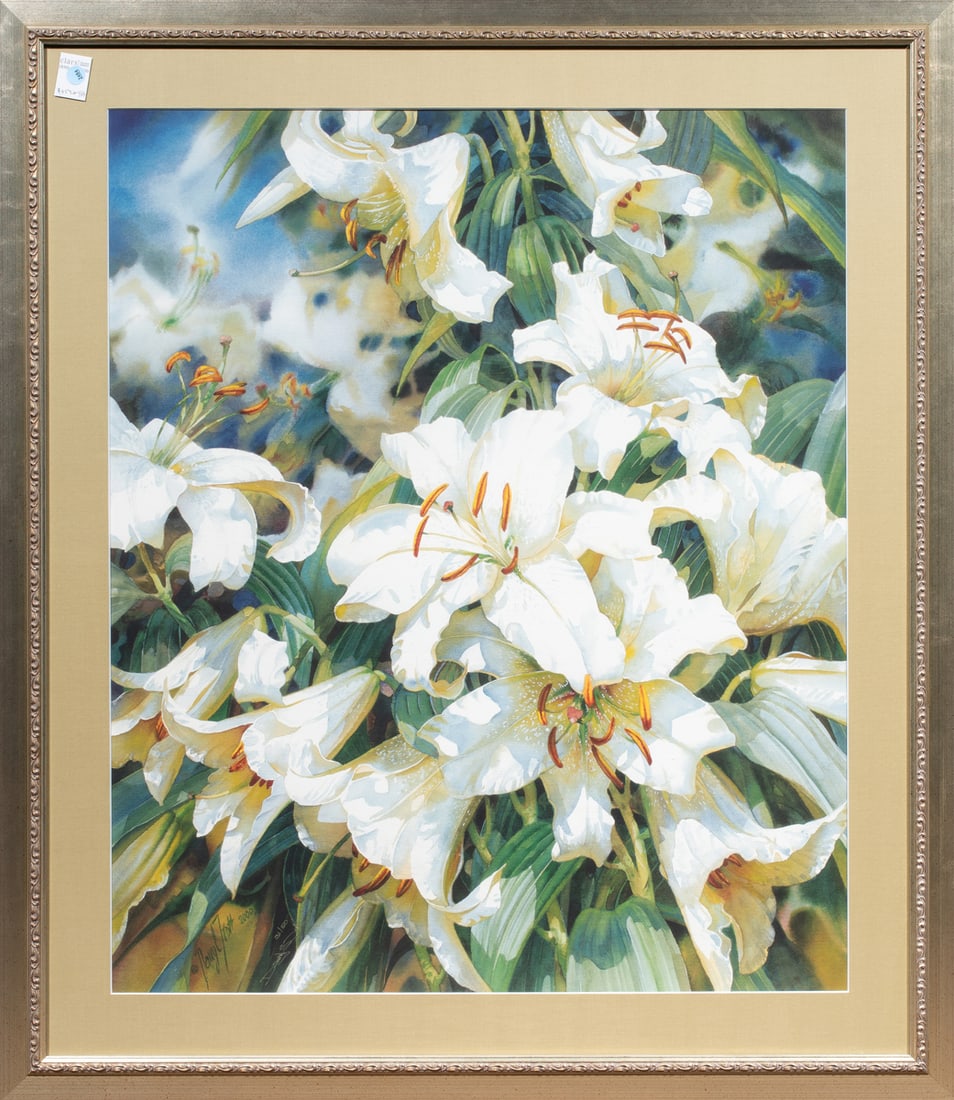 Print, Darryl Trott: Darryl Trott (Australian, 1942-2004), "Bouquet of Casa Blanca," giclee, pen signed lower left, edition 31/50, overall (with frame): 44.5"h x 38.5"w