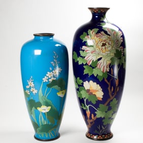 (lot of 2) Japanese cloisonne vases