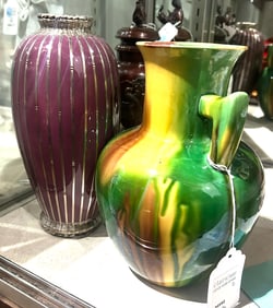 (lot of 2) Japanese Awaji glazed vases