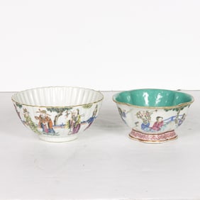 (lot of 2) Chinese famille rose figure bowls