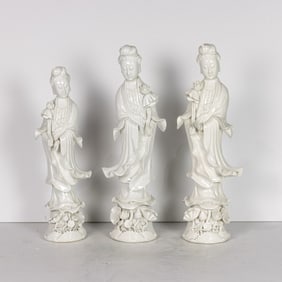 (lot of 3) Chinese Dehua Guanyin figures