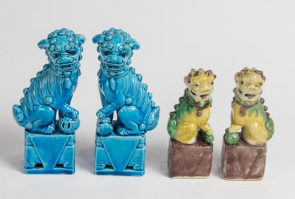 (lot of 4) Chinese export glazed lions