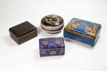 (lot of 4) Chinese cloisonne enamel boxes