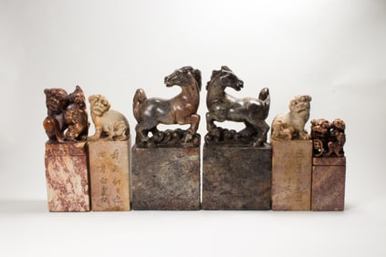 (lot of 6) Chinese soapstone seals
