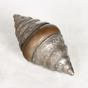 A Tibetan silver container