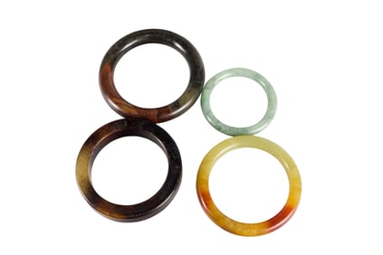 (lot of 4) Chinese jade and hardstone bangle bracelets