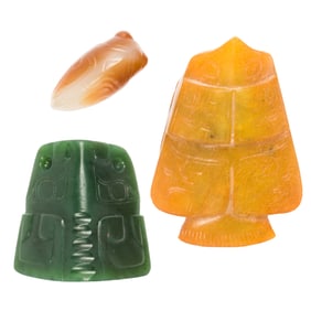 (lot of 3) Chinese archaistic jade carvings