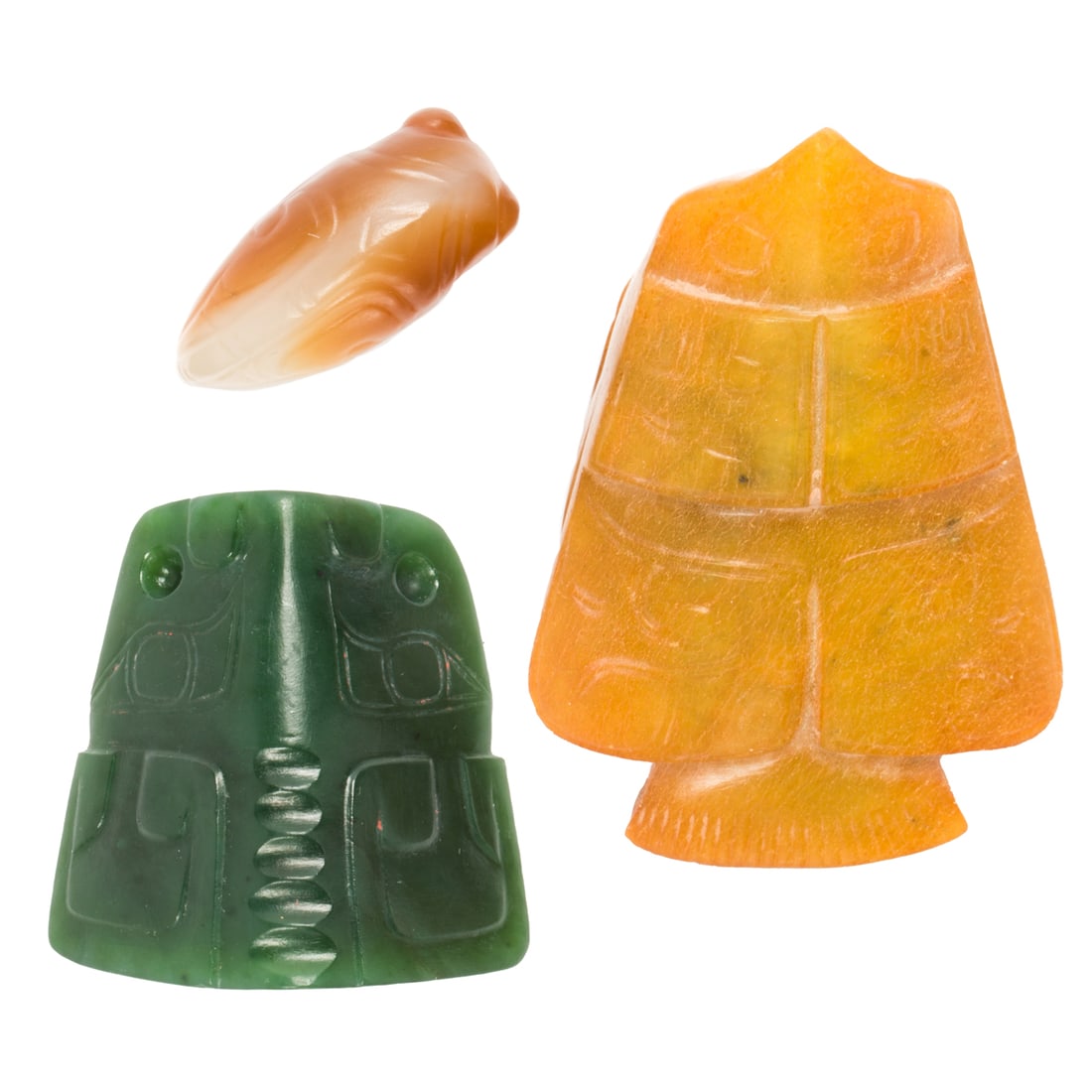 (lot of 3) Chinese archaistic jade carvings (1 of 1)