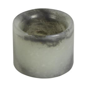 A Chinese white and grey jade archer's ring