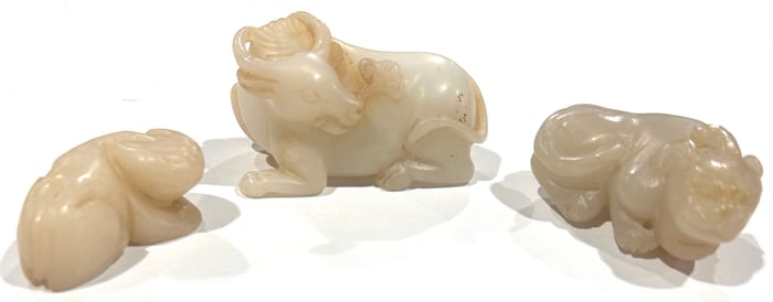 (lot of 3) Chinese jade and hardstone beasts