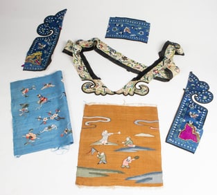 (lot of 6) Chinese embroidered articles