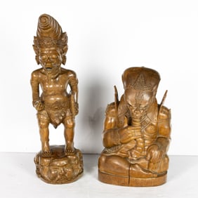 (lot of 2) Thai teak carvings
