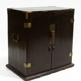 A Chinese painted wood chest