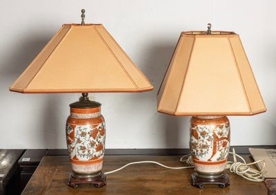A pair of Japanese Kutani vases as lamps